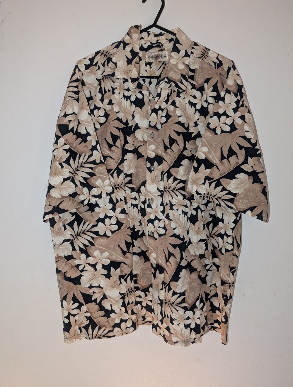 CAMPIA Moda Men's Vintage Short Sleeve Button-up Floral Hawaiian Shirt - Size XL